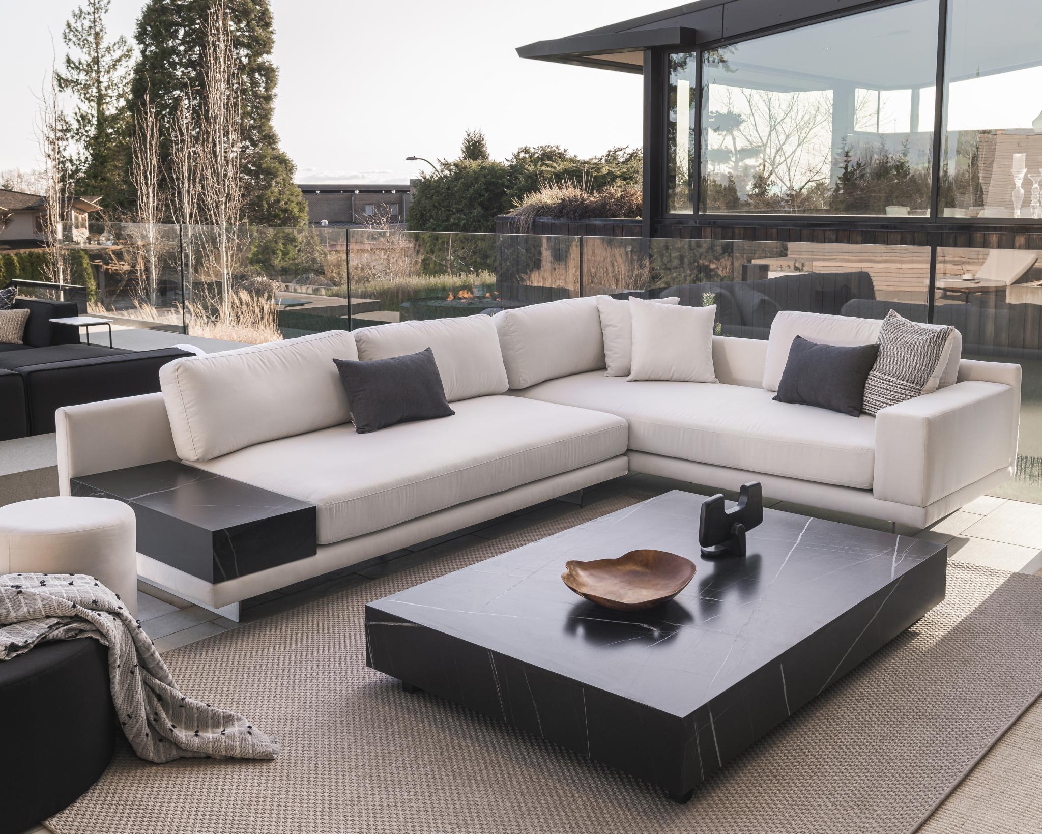 Dresden Outdoor Armless Sofa with Side Table - Image 8