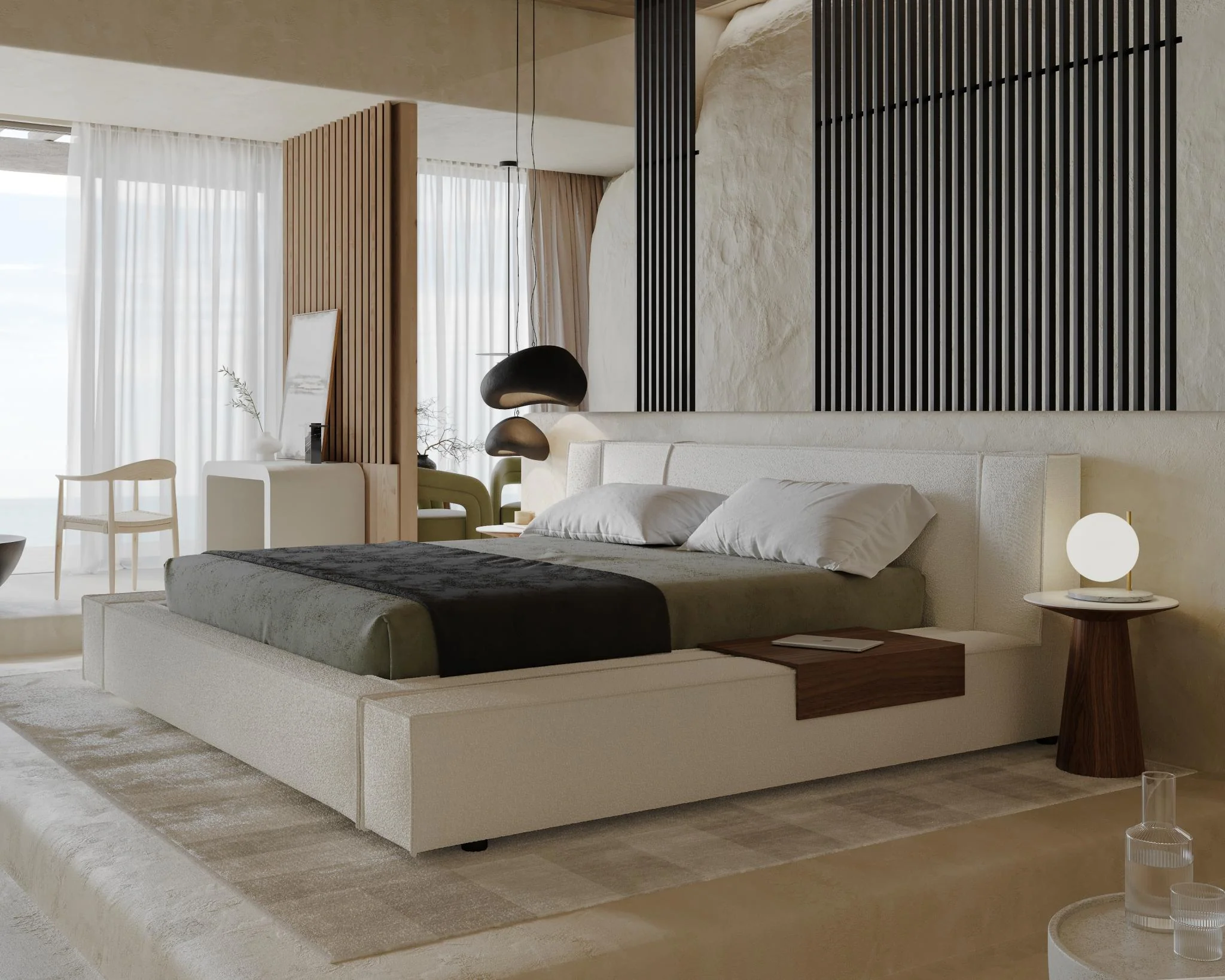 Porter Bed - Extension with Walnut Side Table - Image 7